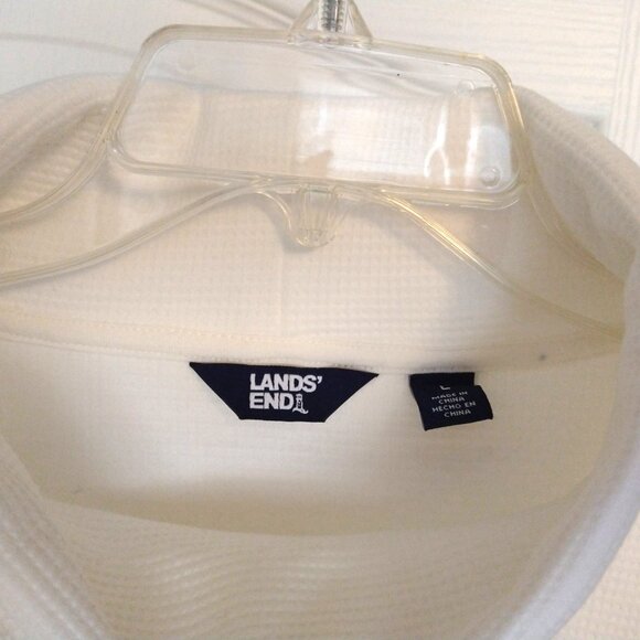 Lands End - White Woman's waffle texture turtleneck. NEW, Large. - Picture 2 of 3